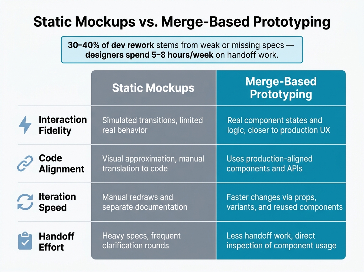 Static Mockups vs. Merge-Based Prototyping: Key Differences