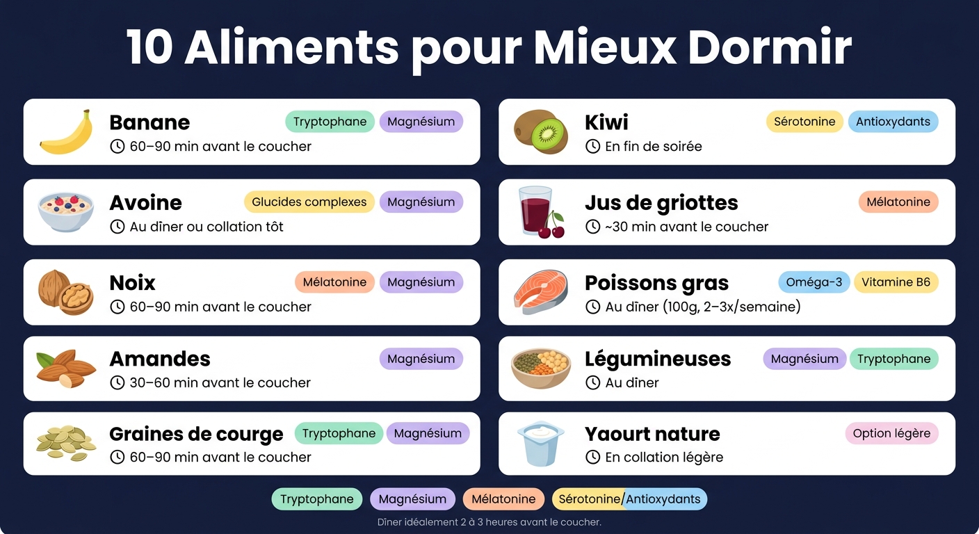 10 Aliments pour Mieux Dormir : Nutriments et Timing