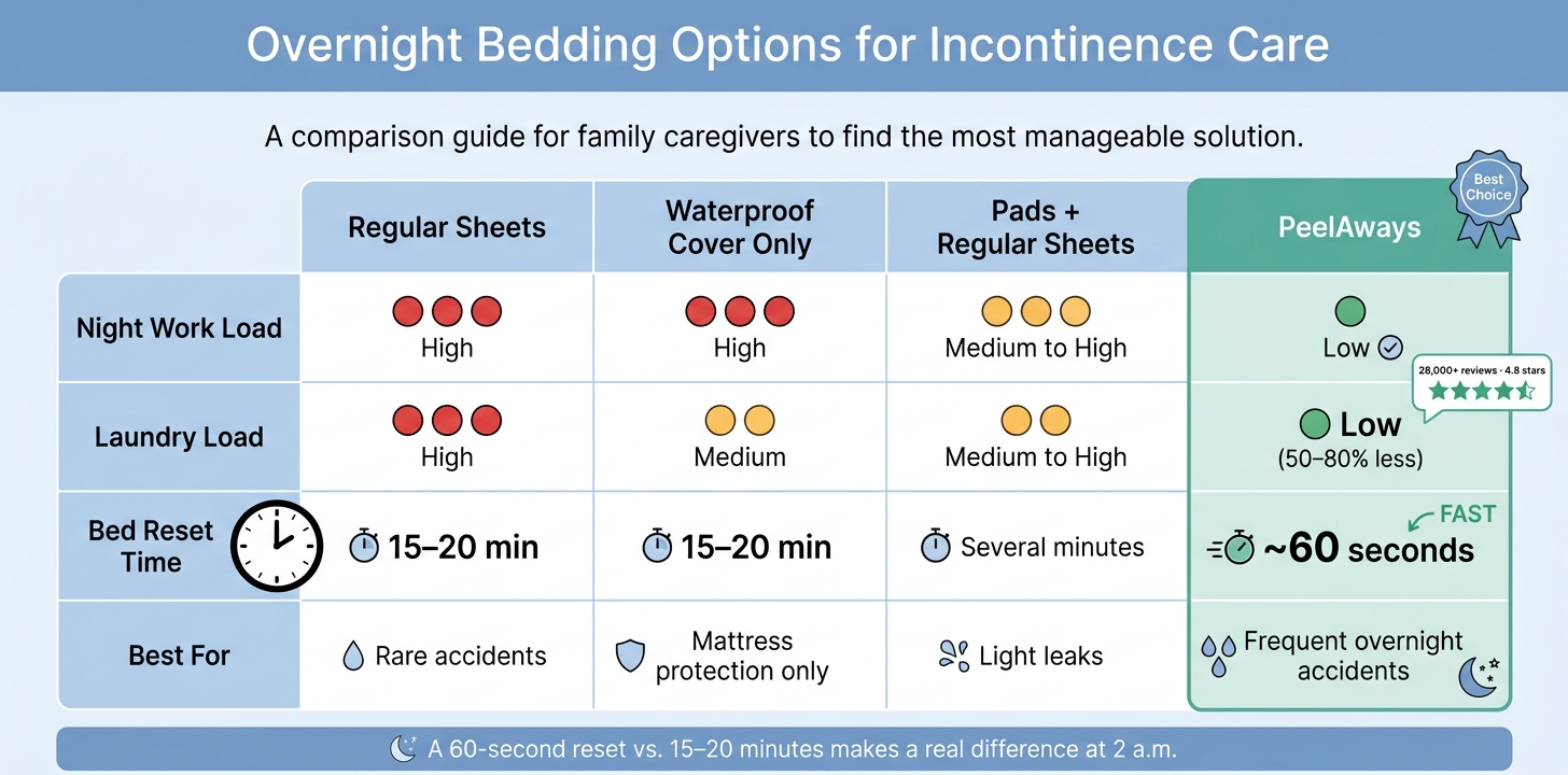 Overnight Bedding Options for Incontinence Care: Time, Laundry & Effort Compared