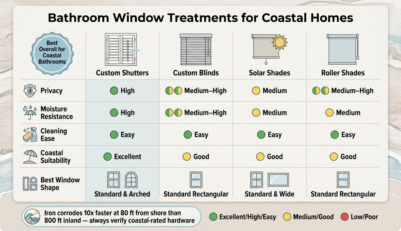 Bathroom Window Treatments for Coastal Homes: Side-by-Side Comparison