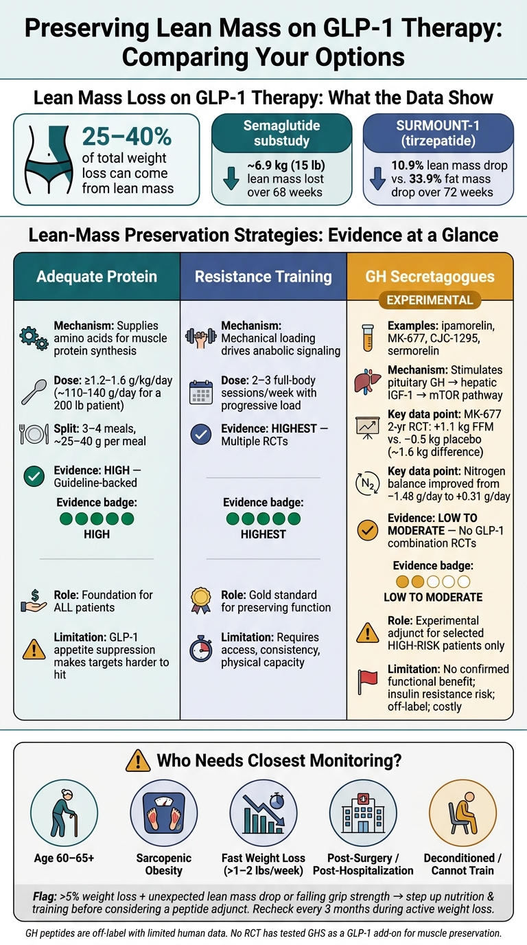 GLP-1 Muscle Loss: GH Peptides vs. Protein & Training  -  Evidence Compared