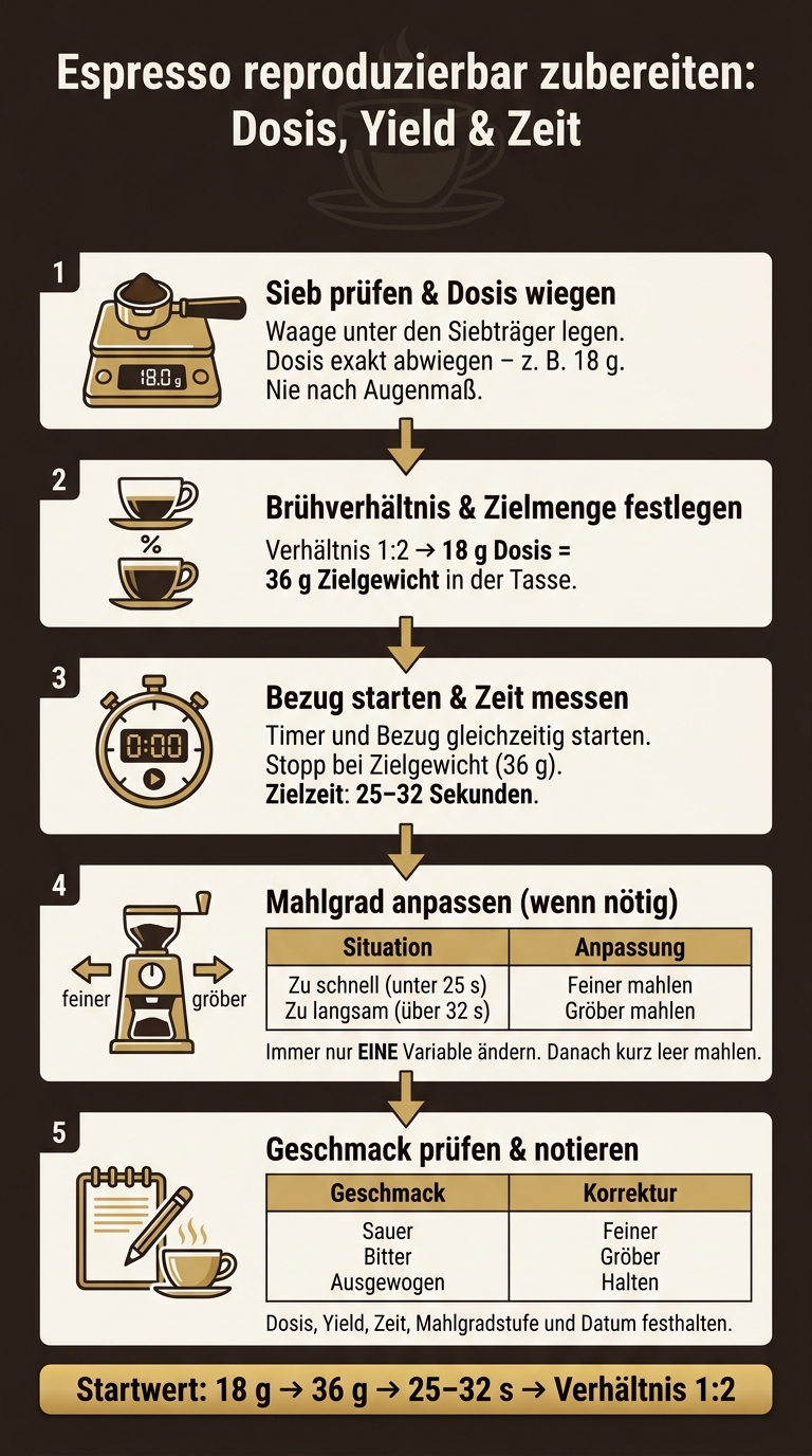 Espresso Schritt für Schritt: Dosis, Yield & Zeit im Überblick