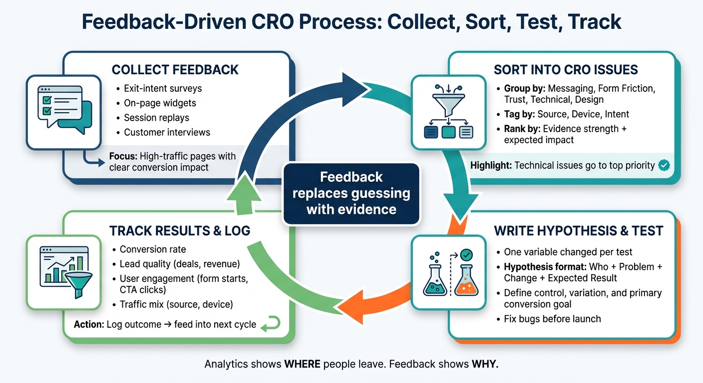 Feedback-Driven CRO Process: Collect, Sort, Test, Track