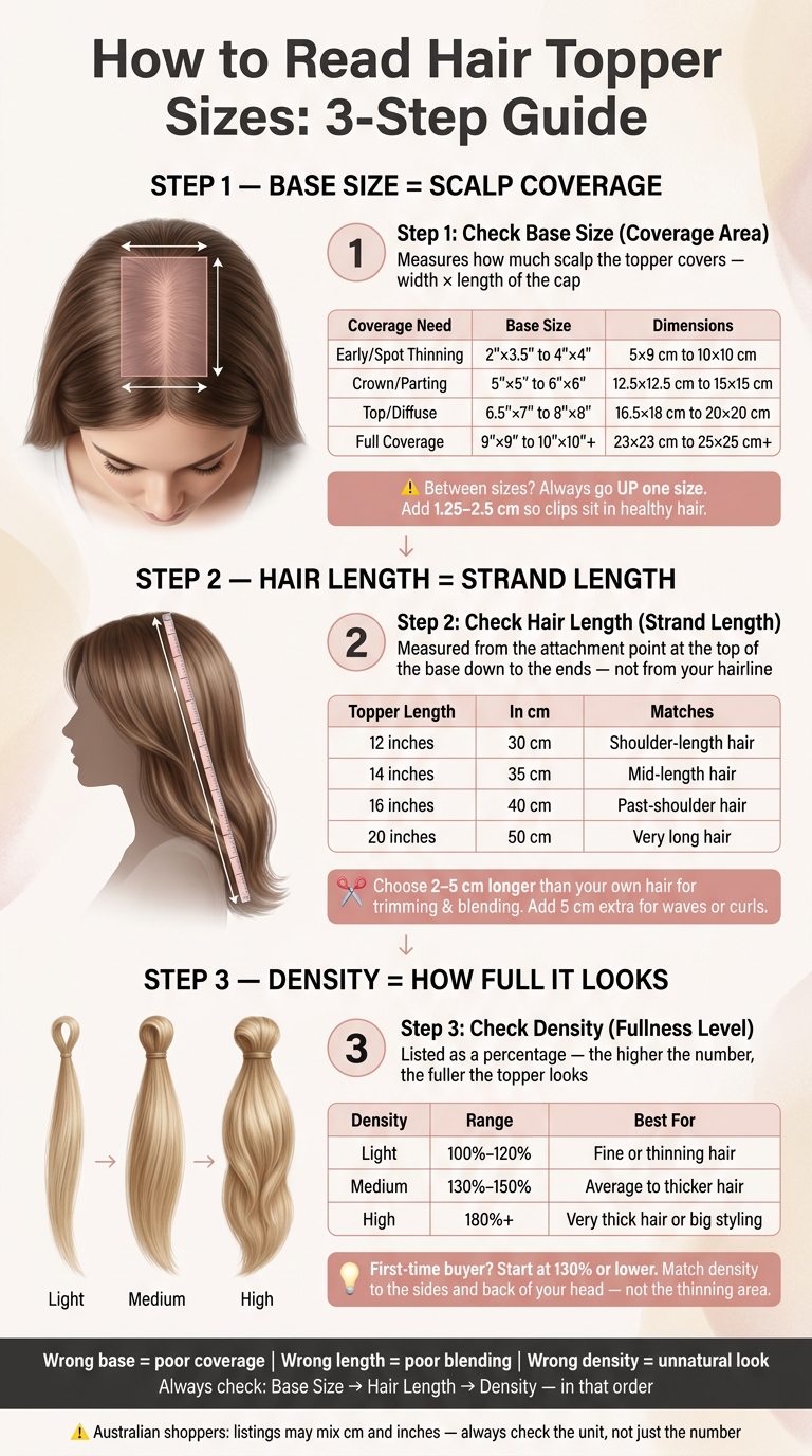 How to Read Hair Topper Sizes: Base, Length & Density Explained