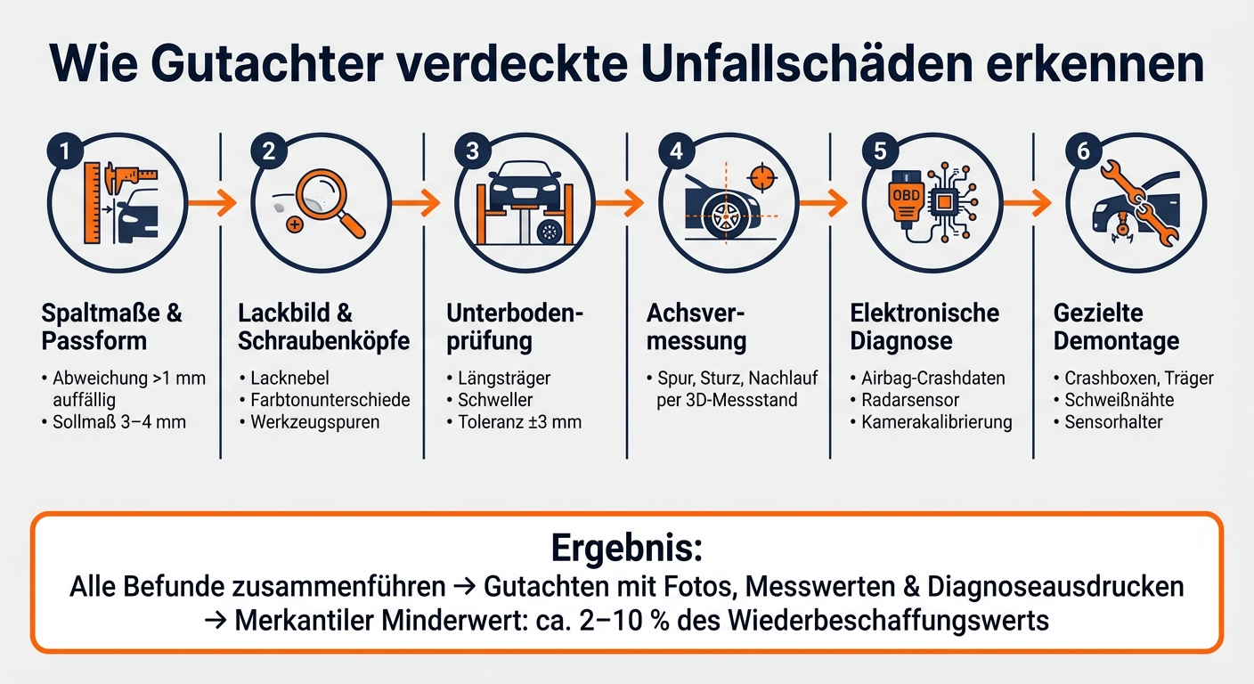 Wie Gutachter verdeckte Unfallschäden erkennen – 6 Prüfschritte