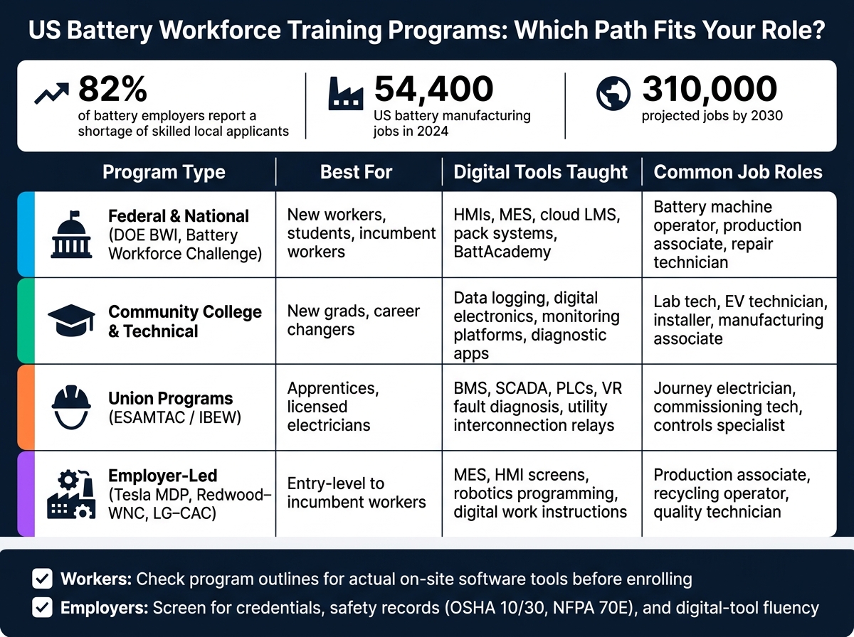 US Battery Workforce Training Programs: Which Path Fits Your Role?
