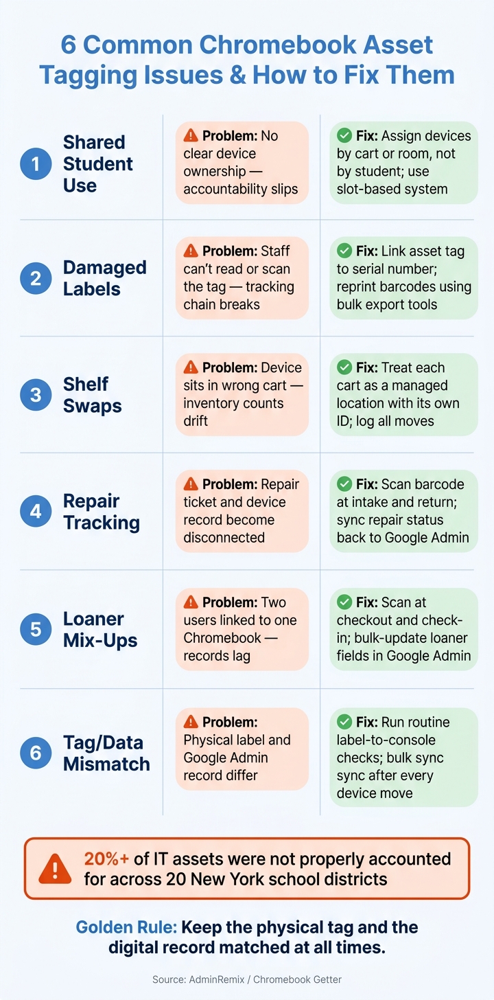6 Chromebook Asset Tagging Issues: Problems & Fixes at a Glance