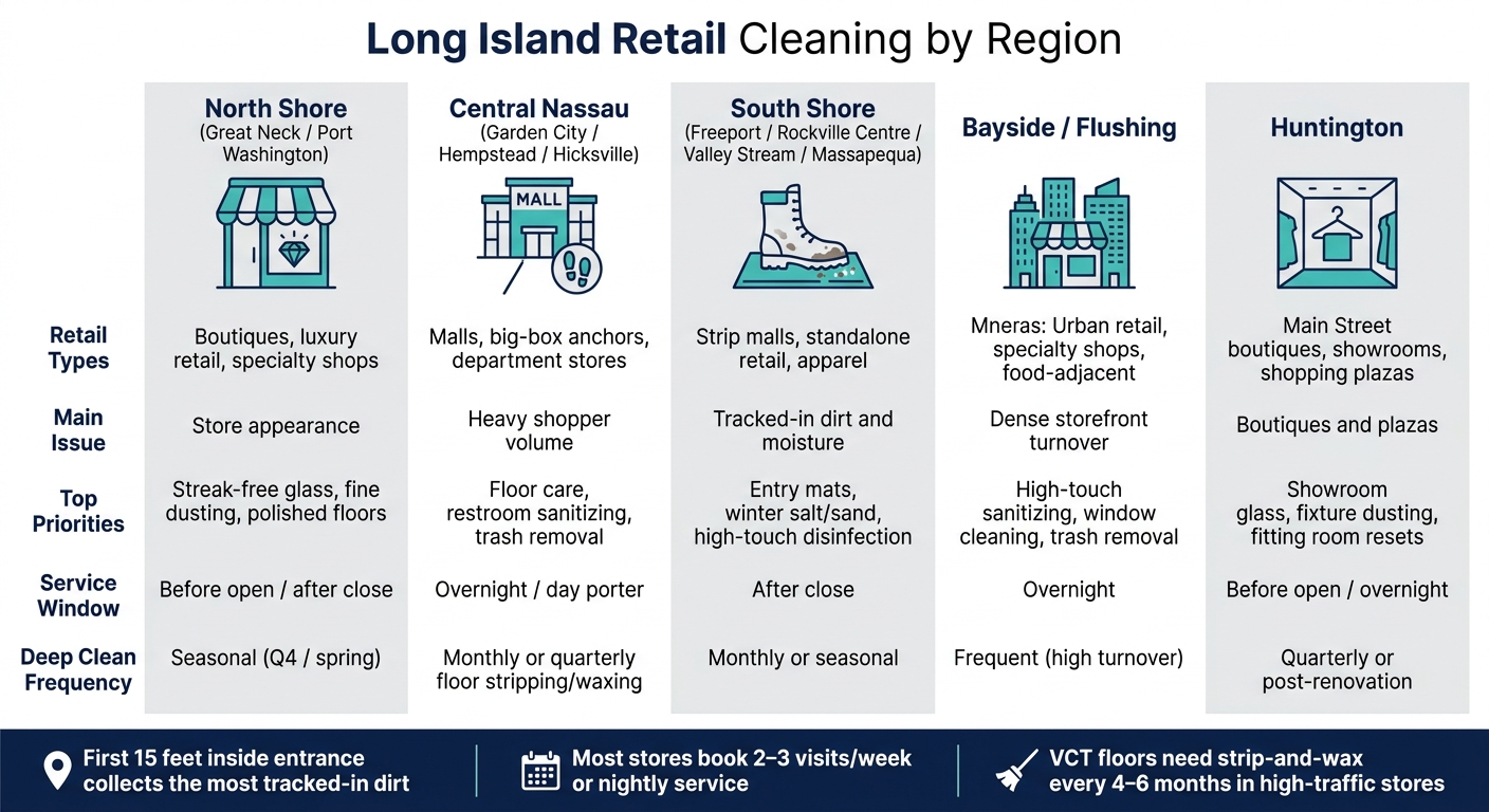 Long Island Retail Cleaning by Region: Quick Reference Guide