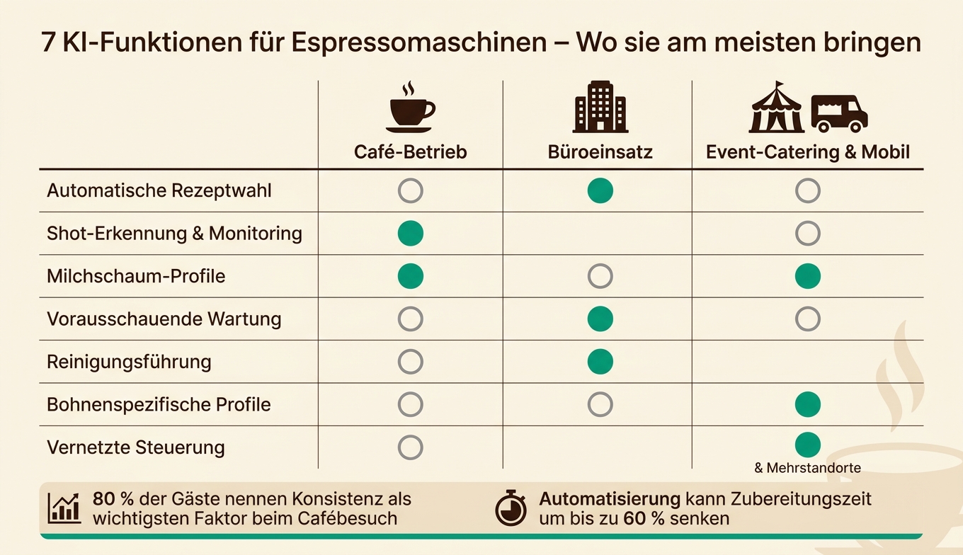 7 KI-Funktionen für Espressomaschinen: Einsatzbereiche im Überblick