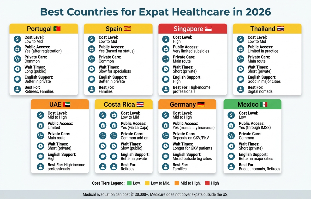 Best Countries for Expat Healthcare 2026: Side-by-Side Comparison