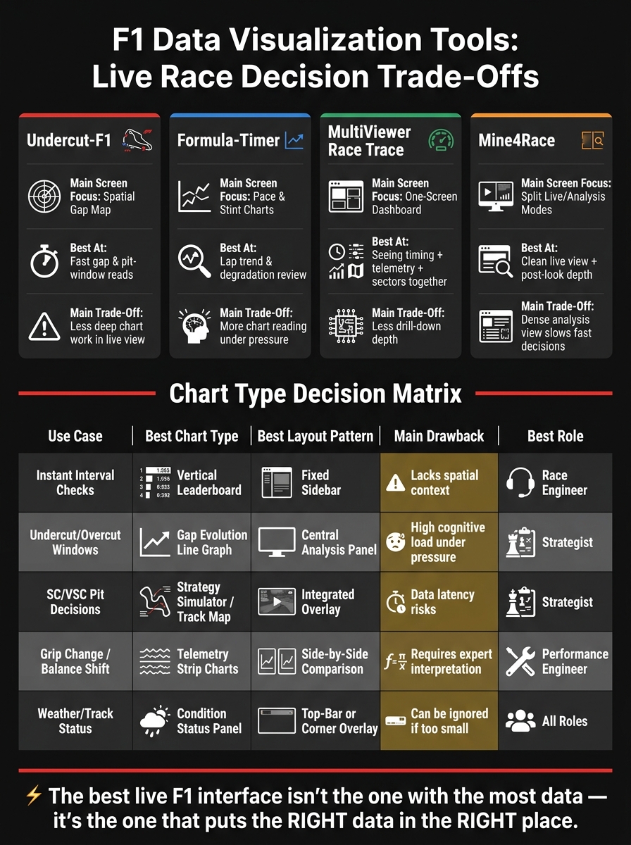 F1 Data Visualization Tools Compared: Speed vs. Depth for Live Race Decisions