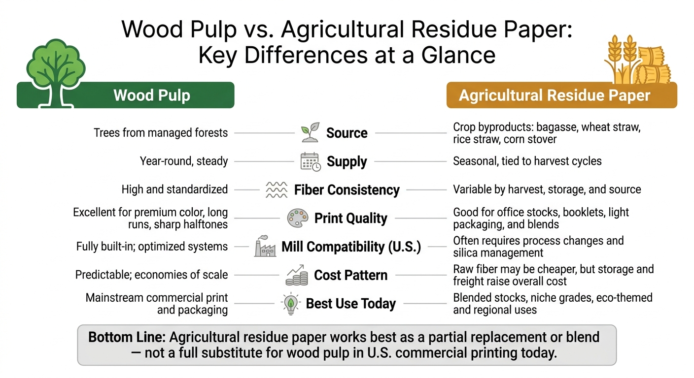 Wood Pulp vs. Agricultural Residue Paper: Key Differences at a Glance