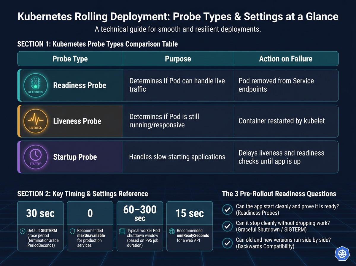 Kubernetes Rolling Deployment: Probe Types &amp; Key Settings Compared