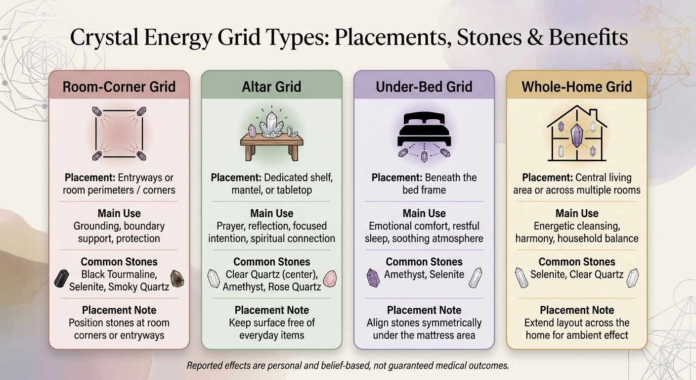 Crystal Energy Grid Types: Placements, Stones & Benefits