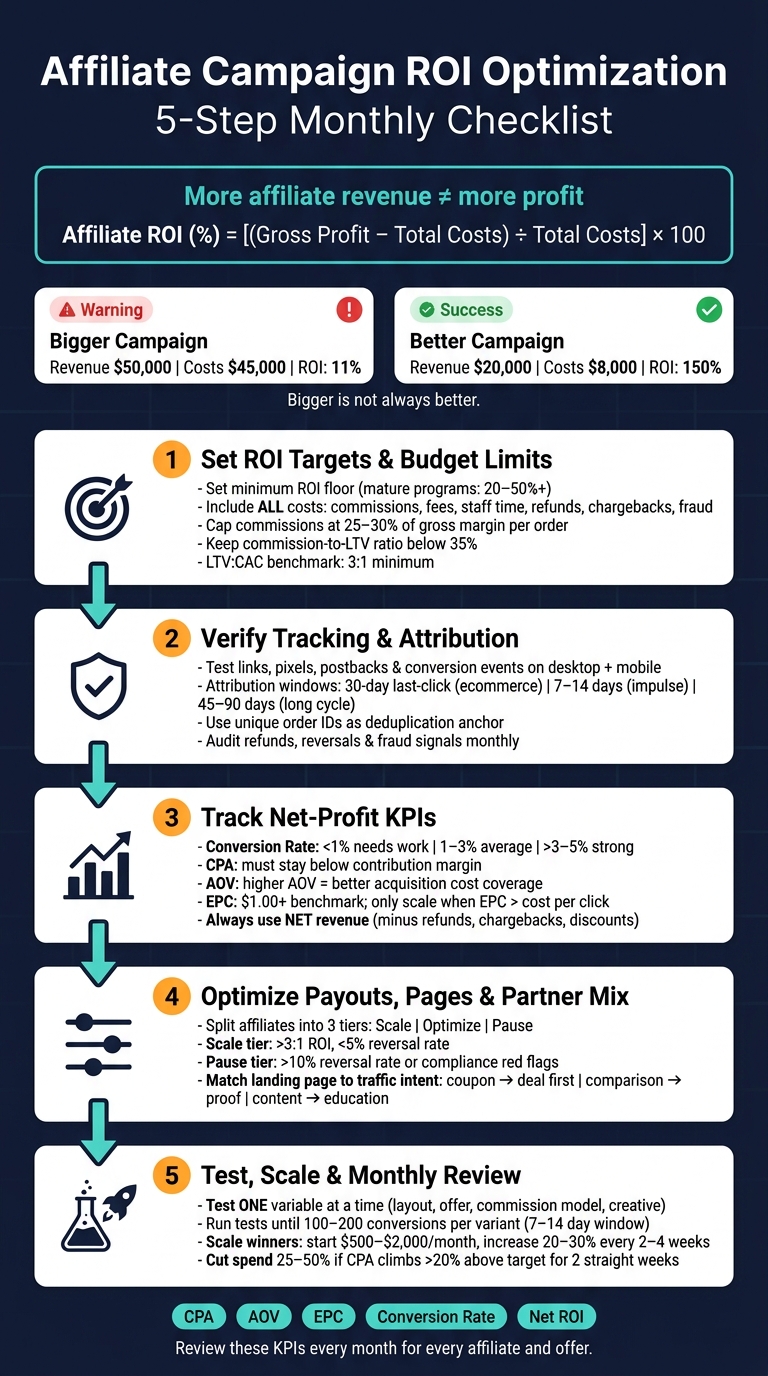 Affiliate Campaign ROI Optimization: 5-Step Monthly Checklist