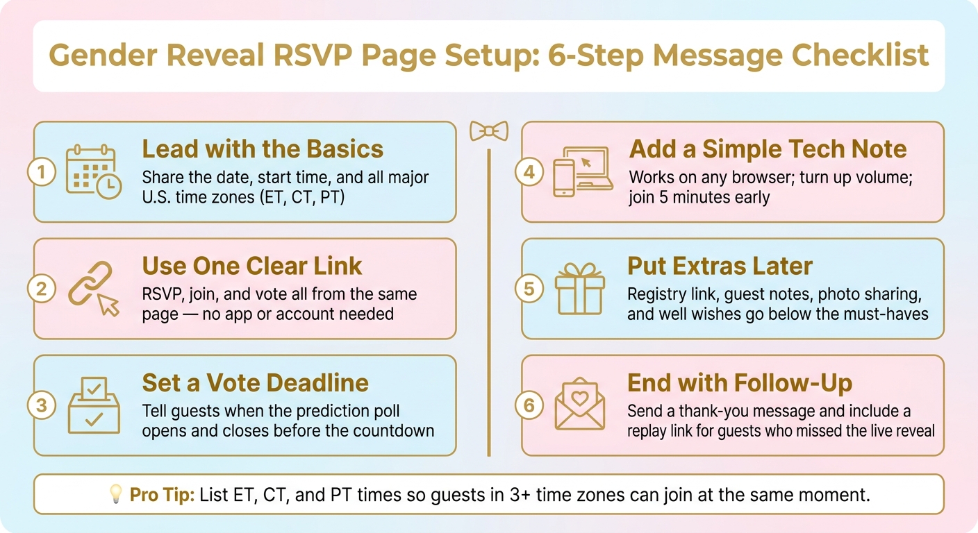 Gender Reveal RSVP Page Setup: 6-Step Message Checklist