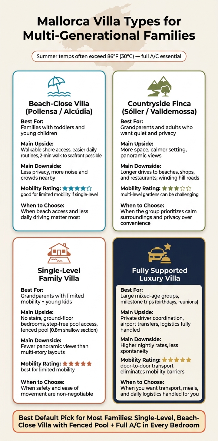 Mallorca Villa Types for Multi-Generational Families: At-a-Glance Comparison