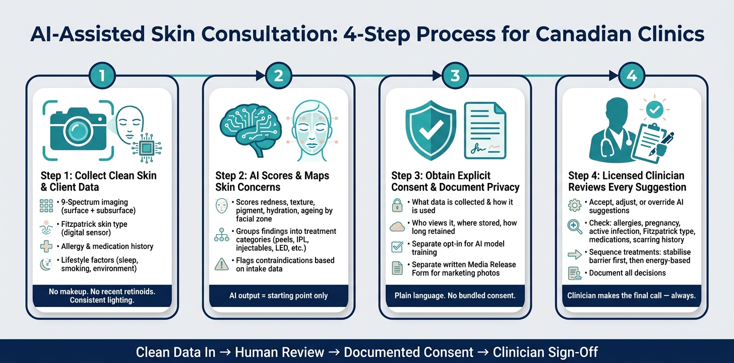 AI-Assisted Skin Consultation: 4-Step Process for Canadian Clinics