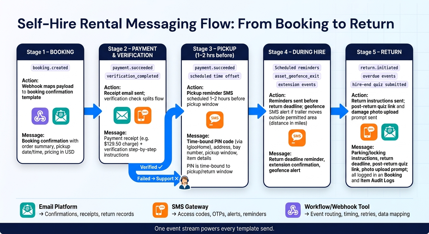 Self-Hire Rental Messaging Flow: From Booking to Return
