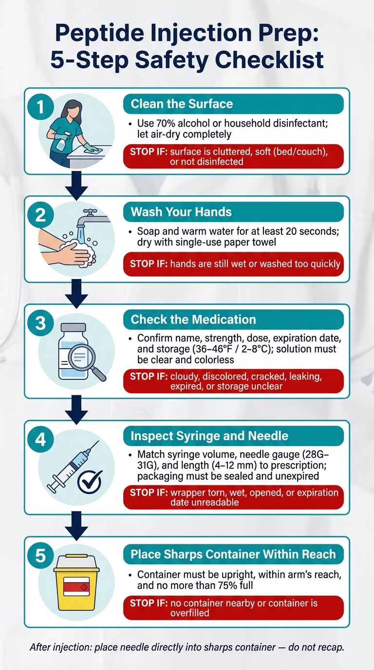 Peptide Injection Prep: 5-Step Safety Checklist