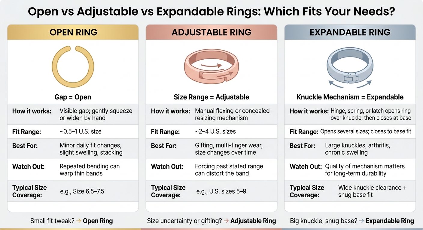 Open vs Adjustable vs Expandable Rings: Which Fits Your Needs?