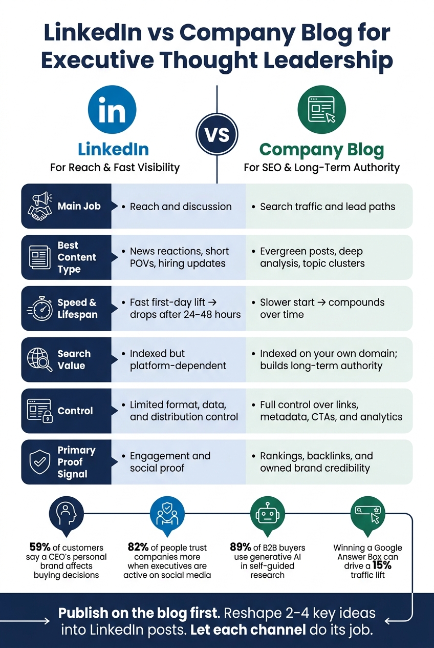 LinkedIn vs Company Blog: Which Channel Wins for Executive SEO?