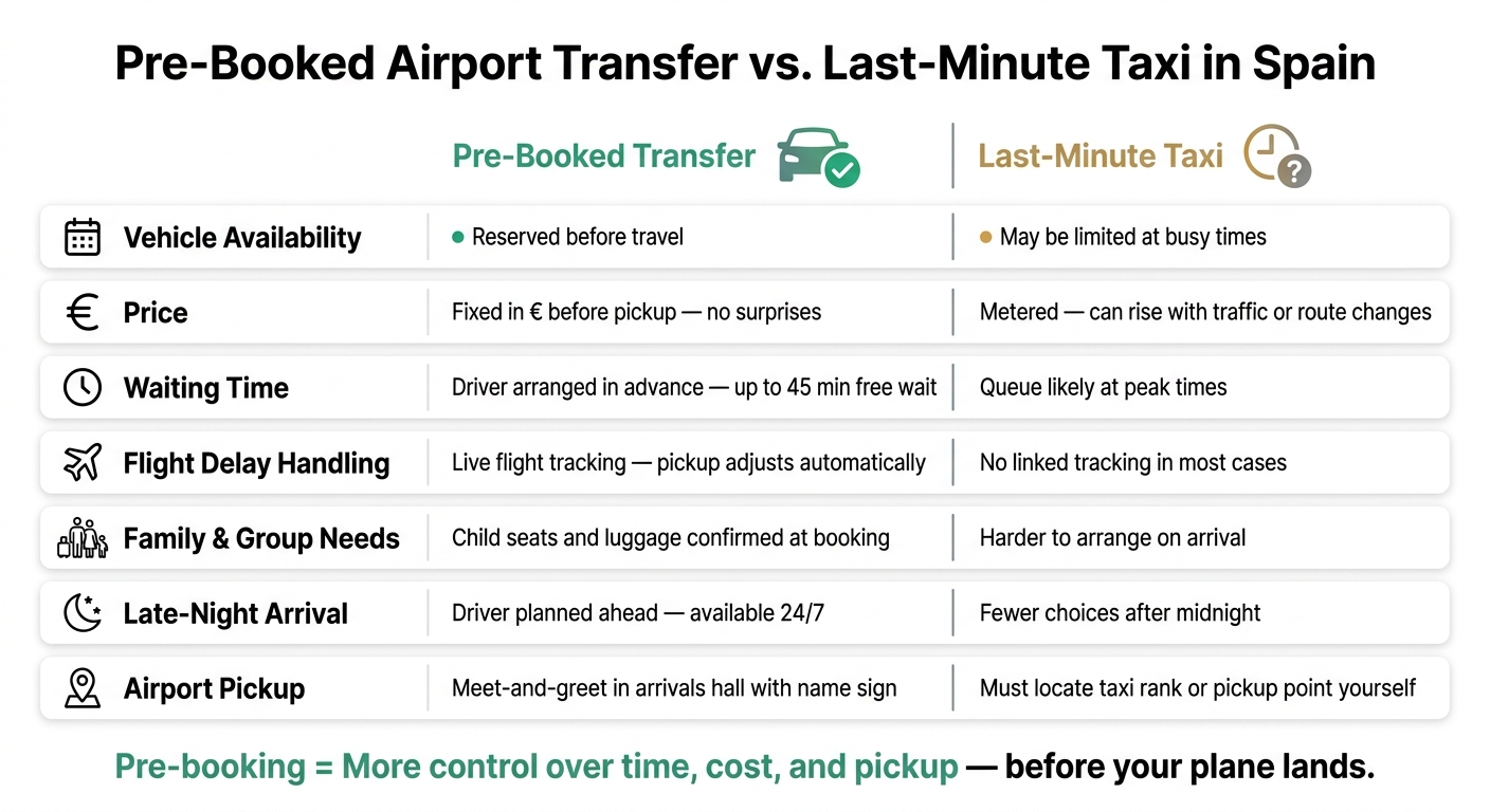 Pre-Booked Airport Transfer vs Last-Minute Taxi in Spain