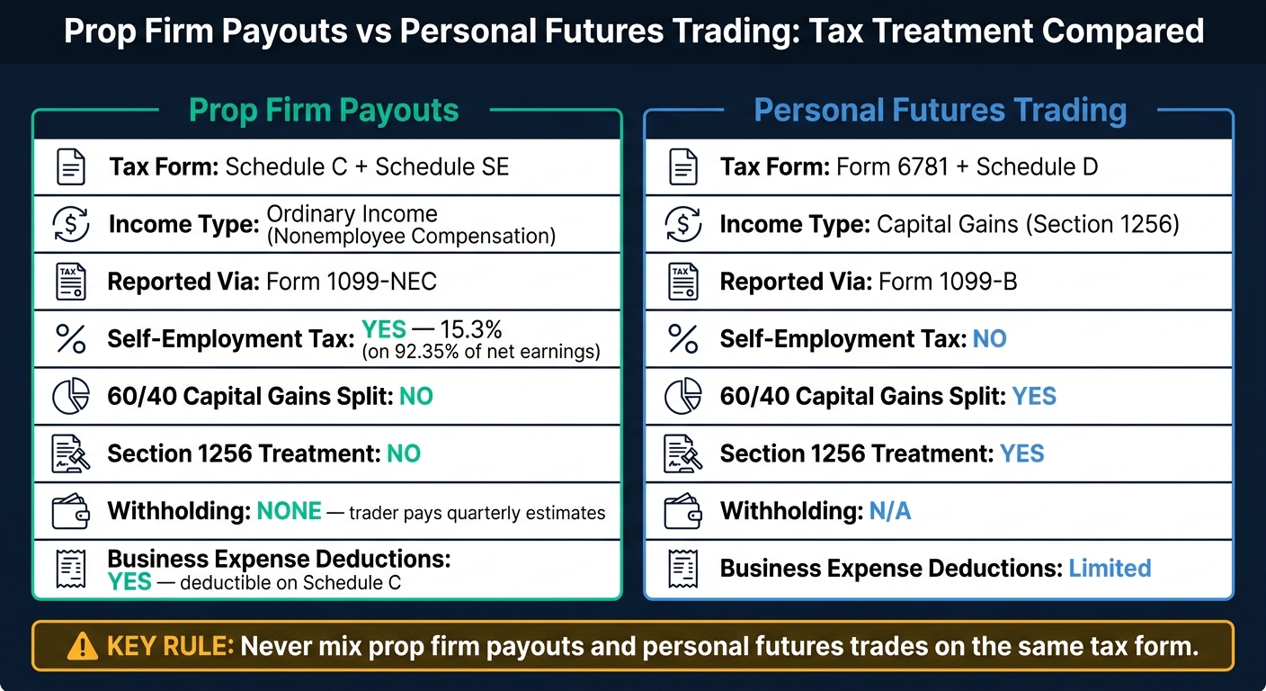 Prop Firm Payouts vs Personal Futures Trading: Tax Treatment Compared