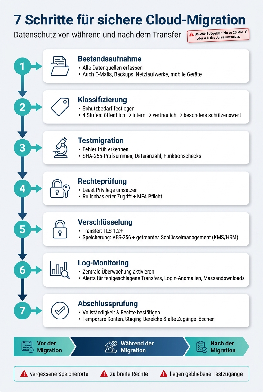 7 Schritte für sichere Cloud-Migration: Datenschutz-Checkliste
