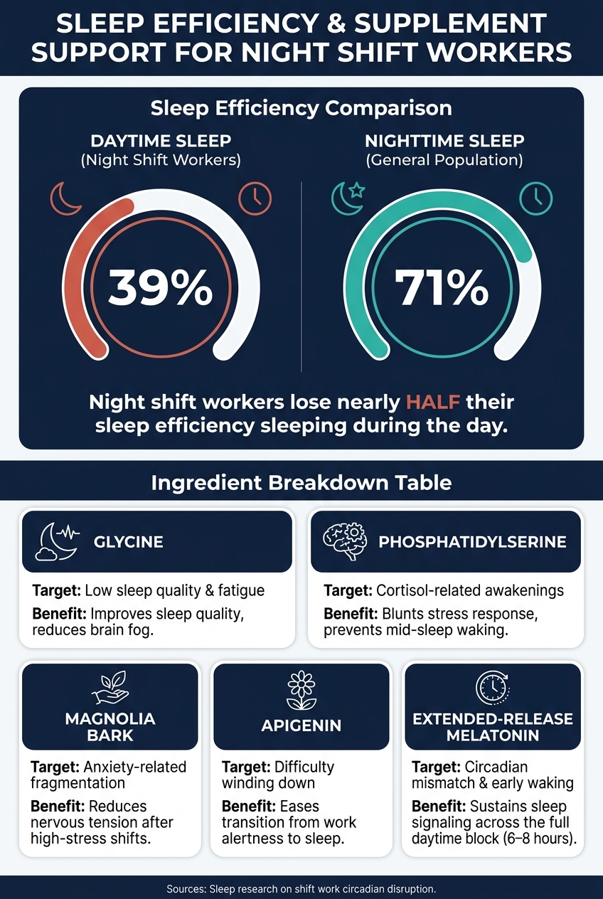 Daytime vs. Nighttime Sleep Efficiency for Night Shift Workers