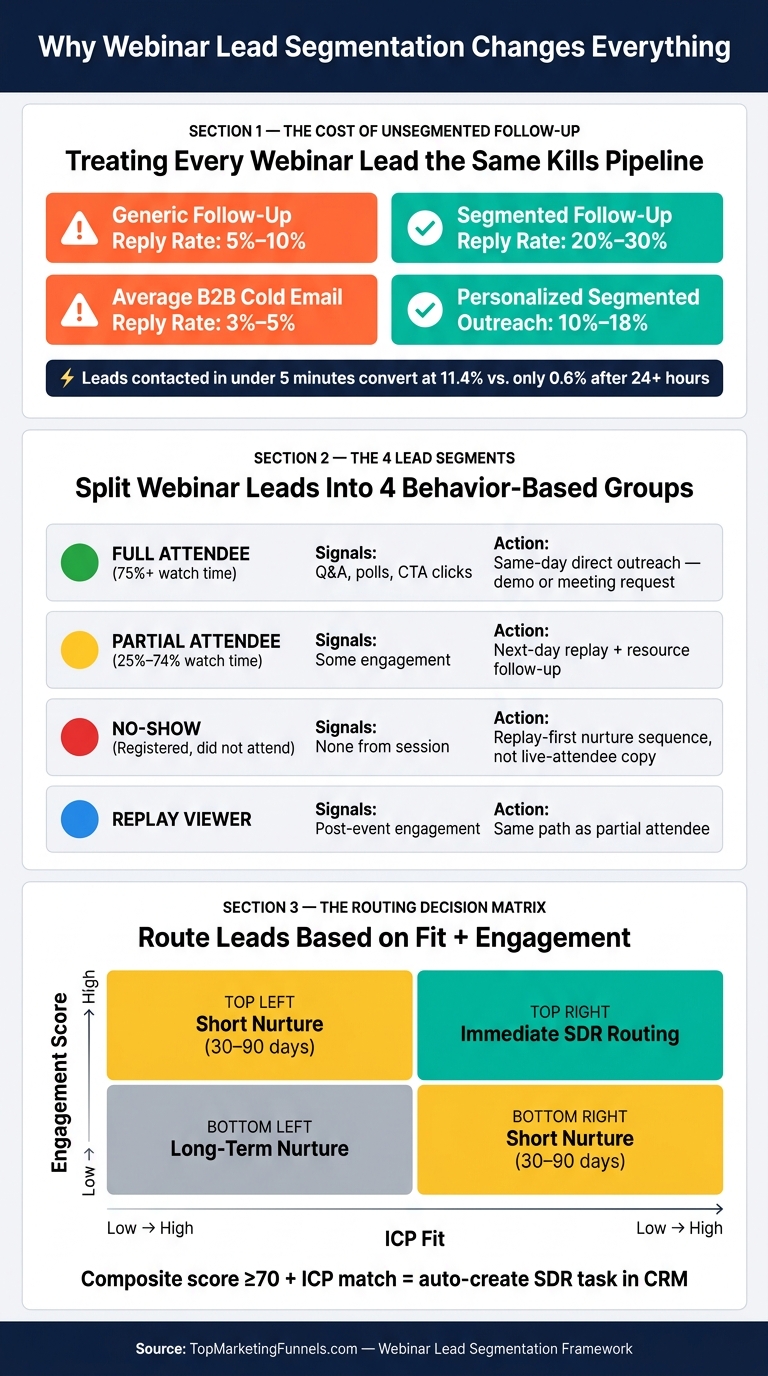Webinar Lead Segmentation: Reply Rates, Routing & Conversion by Segment
