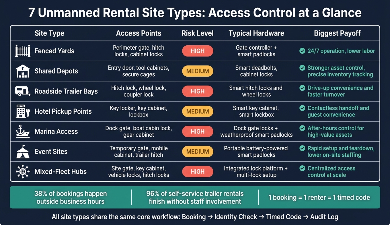 7 Unmanned Rental Site Types: Access Control Comparison