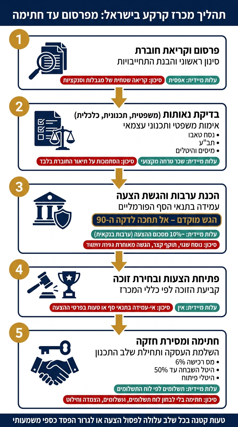 שלבי מכרז קרקע בישראל: מפרסום עד חתימה