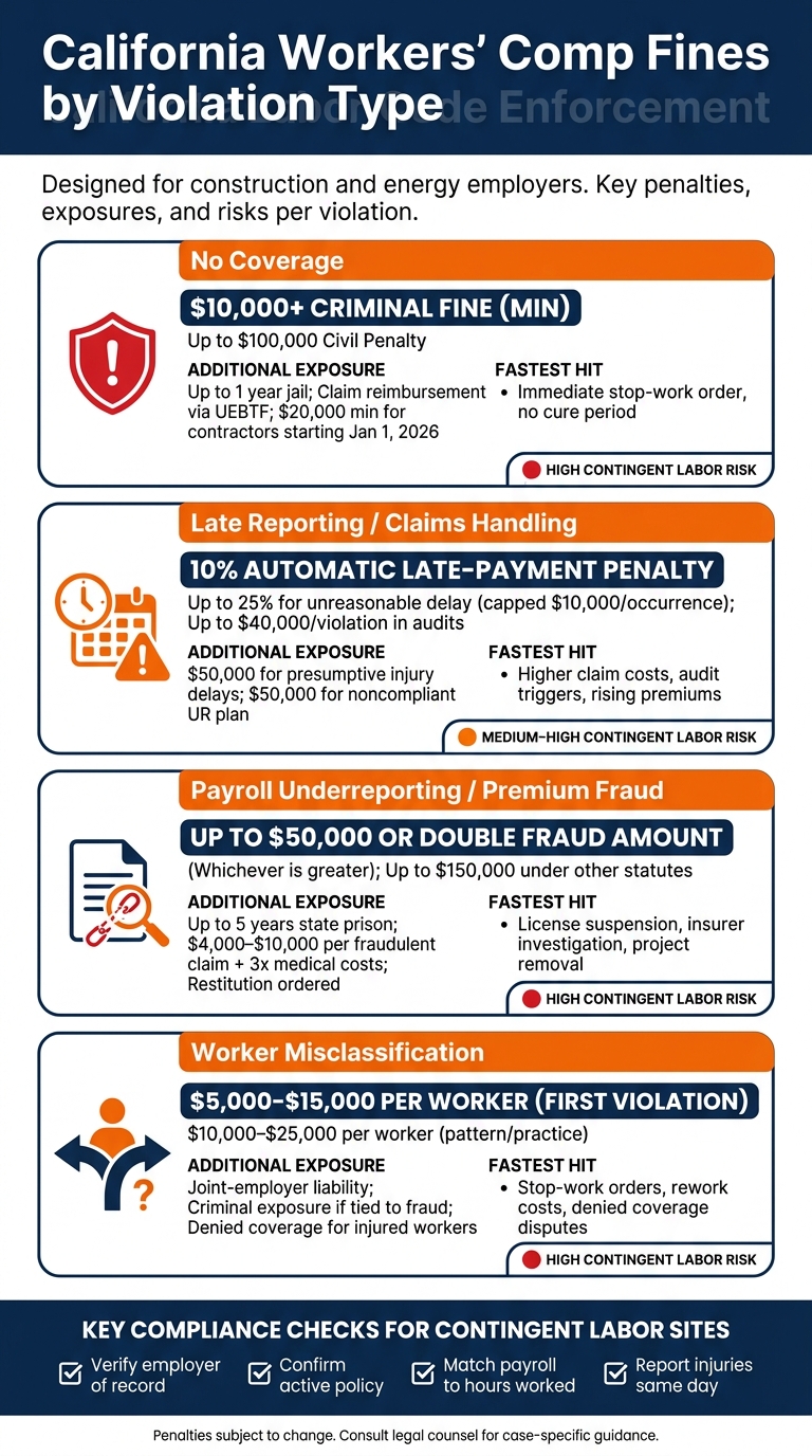 California Workers' Comp Violations: Penalty Ranges & Contingent Labor Risk