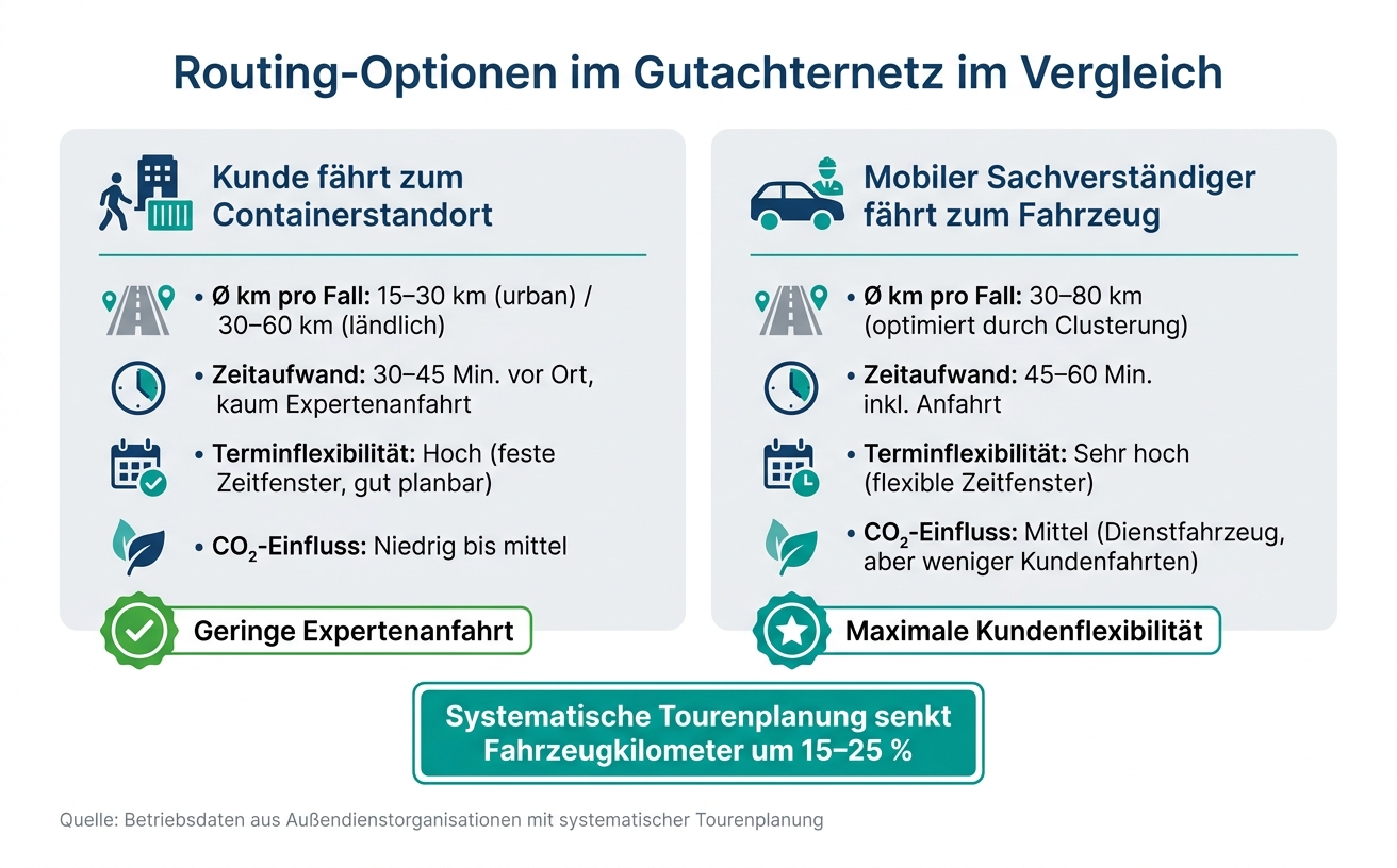 Kreislaufwirtschaft im Gutachternetz: Routing-Optionen im Vergleich