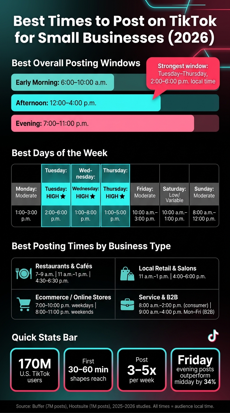 Best Times to Post on TikTok for Small Businesses (2026)