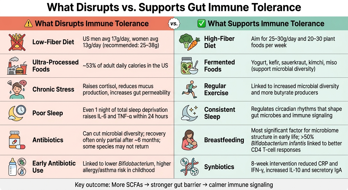 What Disrupts vs. Supports Gut Immune Tolerance