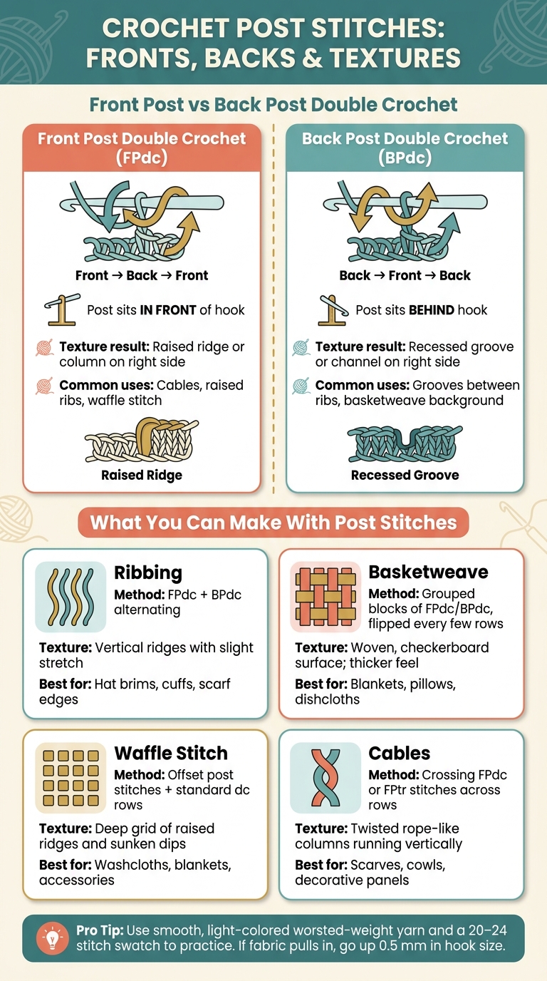 Crochet Post Stitches: FPdc vs BPdc & Texture Patterns Explained