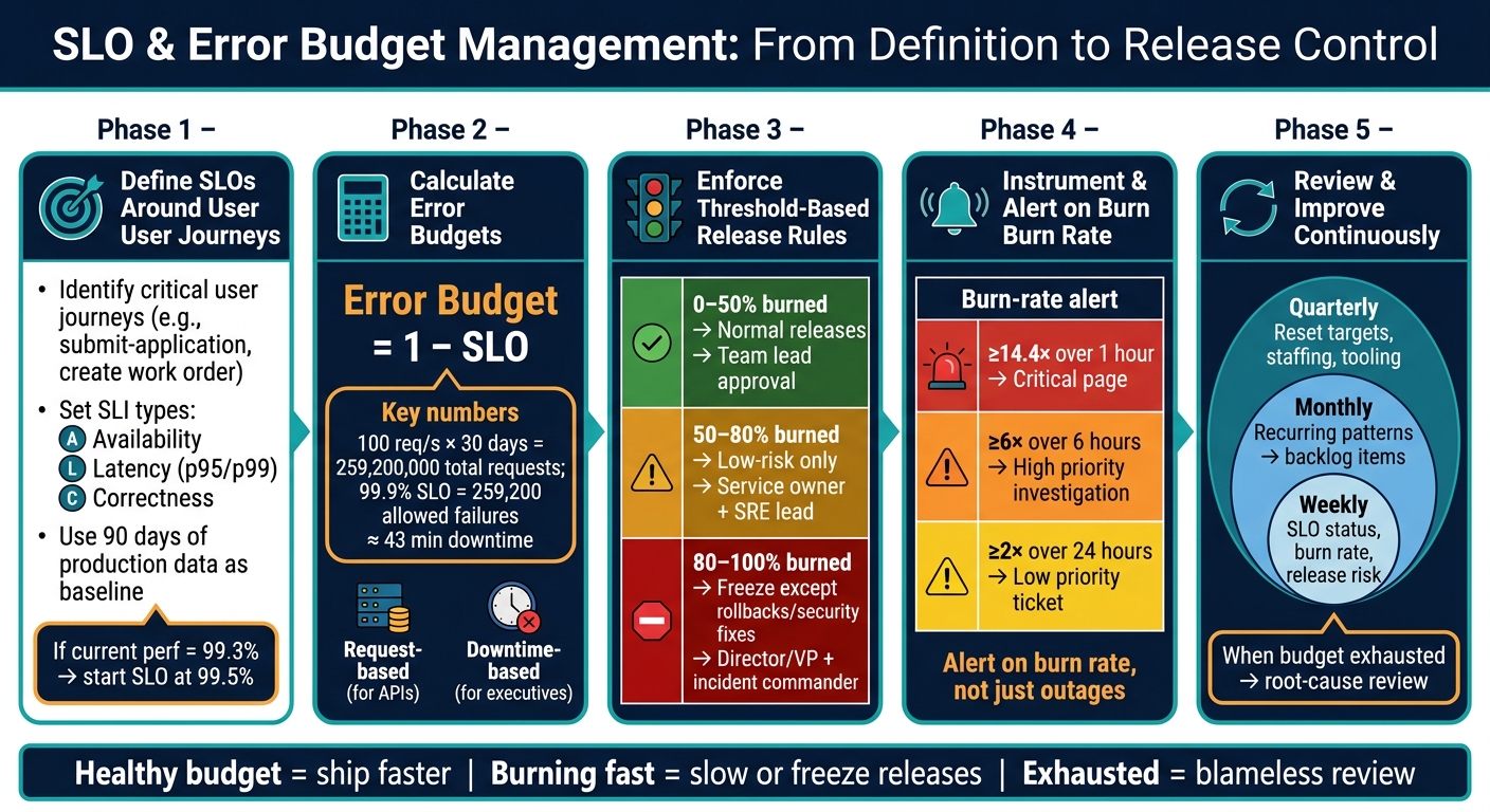 SLO & Error Budget Management: From Definition to Release Control