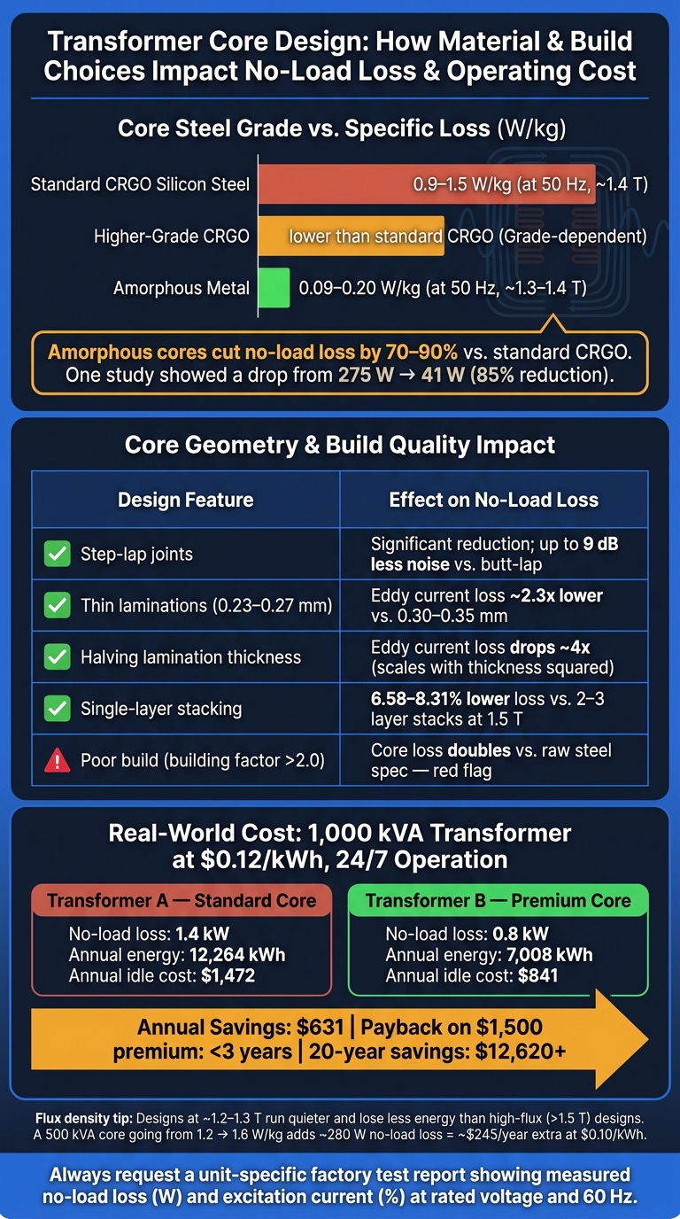 Transformer Core Materials Compared: No-Load Loss, Cost & Efficiency