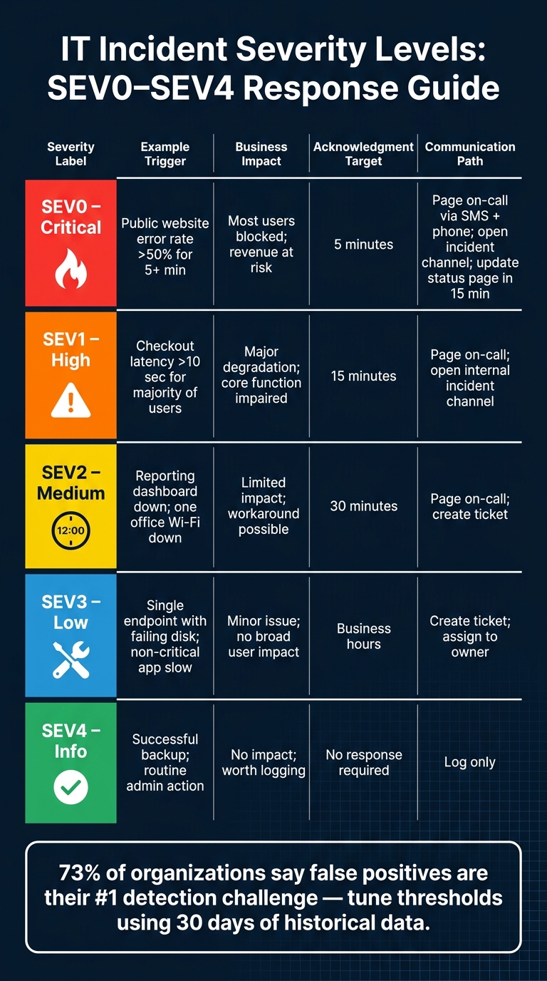 IT Incident Severity Levels: SEV0–SEV4 Response Guide