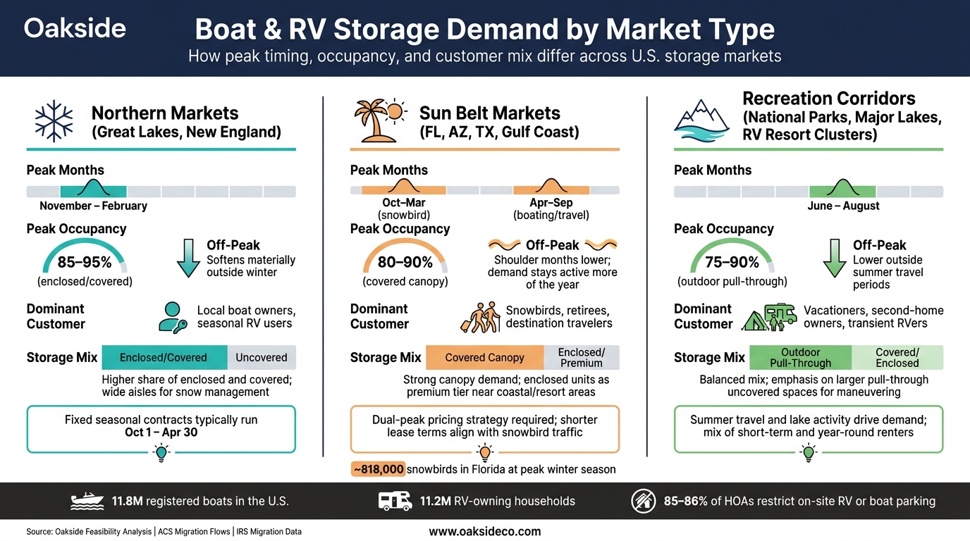 Boat & RV Storage Demand by Market Type: Northern vs. Sun Belt vs. Recreation Corridors