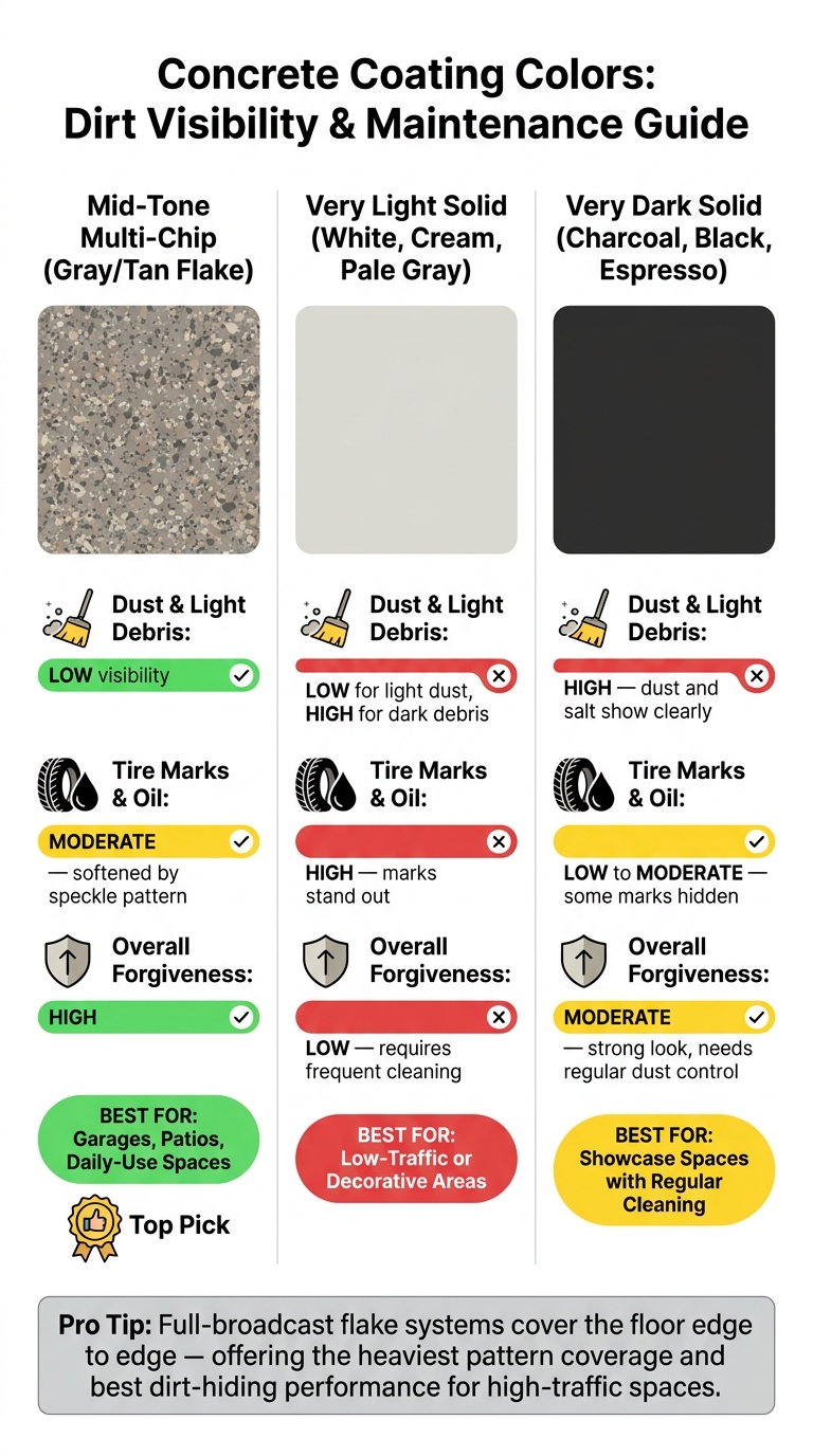 Concrete Coating Design Questions Clients Ask 1 Concrete Coating Colors: Dirt Visibility & Maintenance Guide