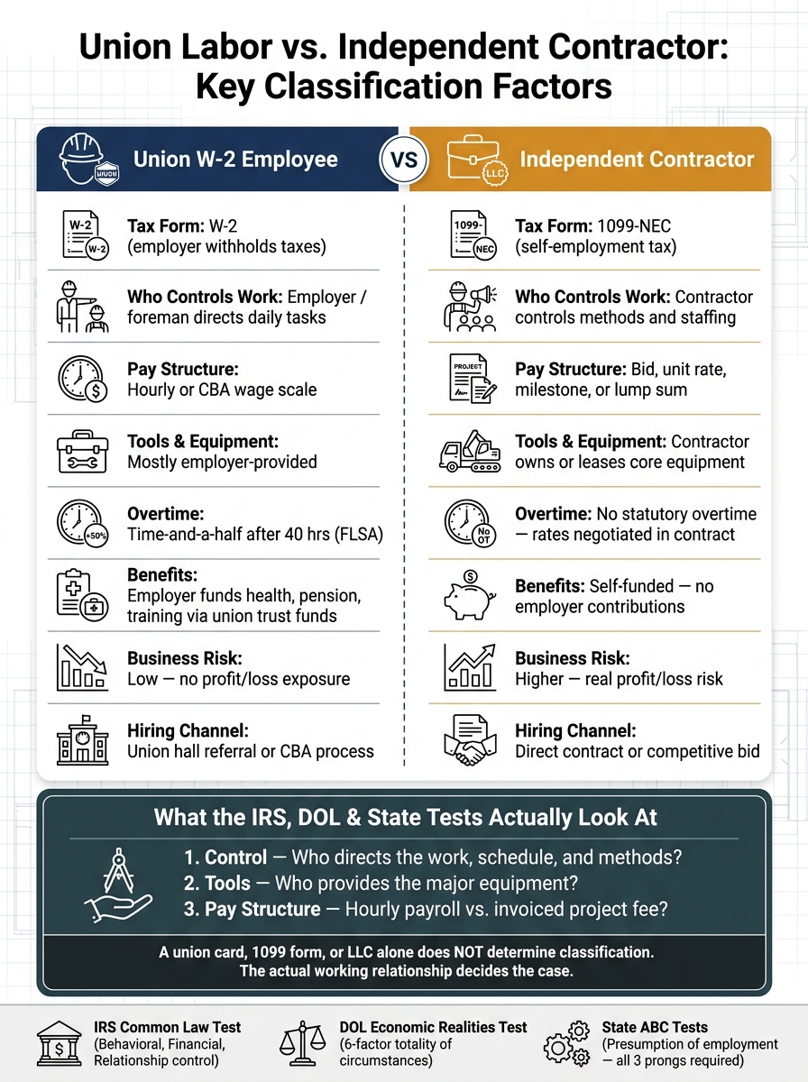 Union Labor vs Independent Contractor: Key Classification Factors