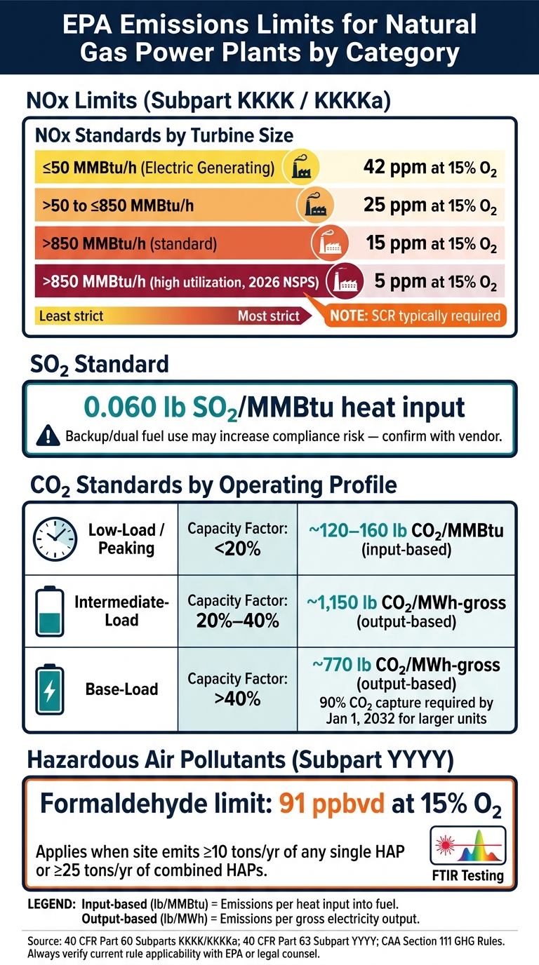 EPA Emissions Limits for Natural Gas Power Plants: NOx, SO₂, CO₂ & HAPs by Plant Category