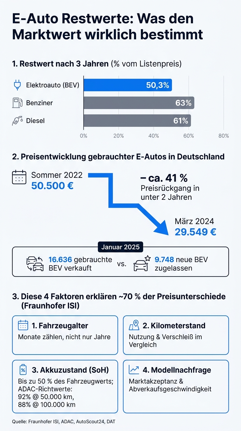 E-Auto Restwerte vs. Verbrenner: Zahlen & Wertfaktoren im Überblick