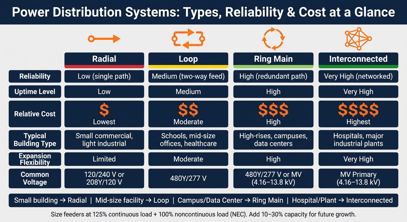 Power Distribution System Types: Reliability, Cost & Best Use Cases