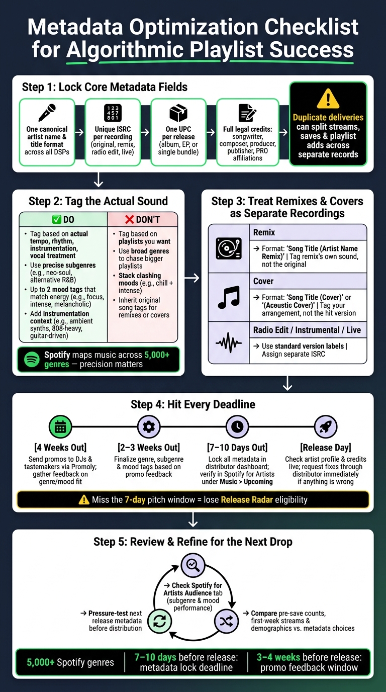 Metadata Optimization Checklist for Algorithmic Playlist Success