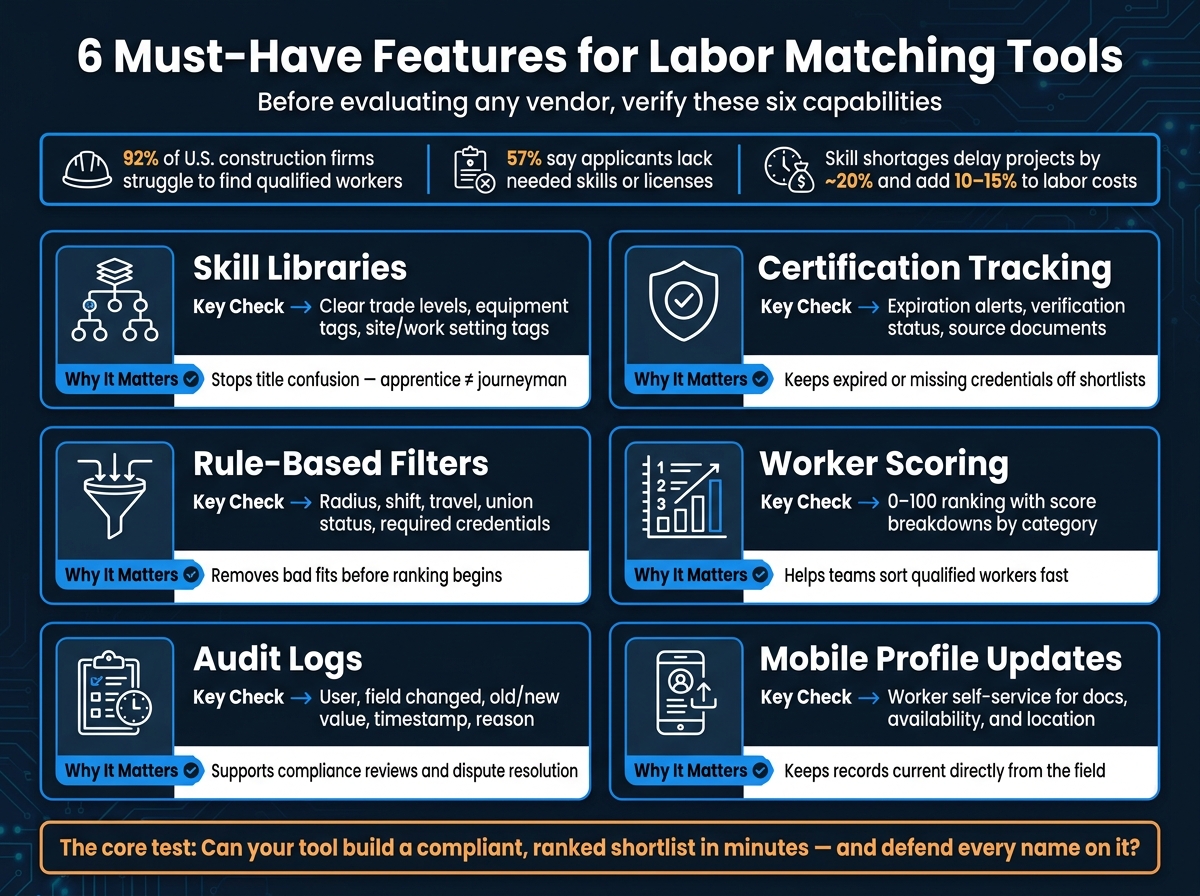 6 Must-Have Features for Labor Matching Tools: A Visual Checklist