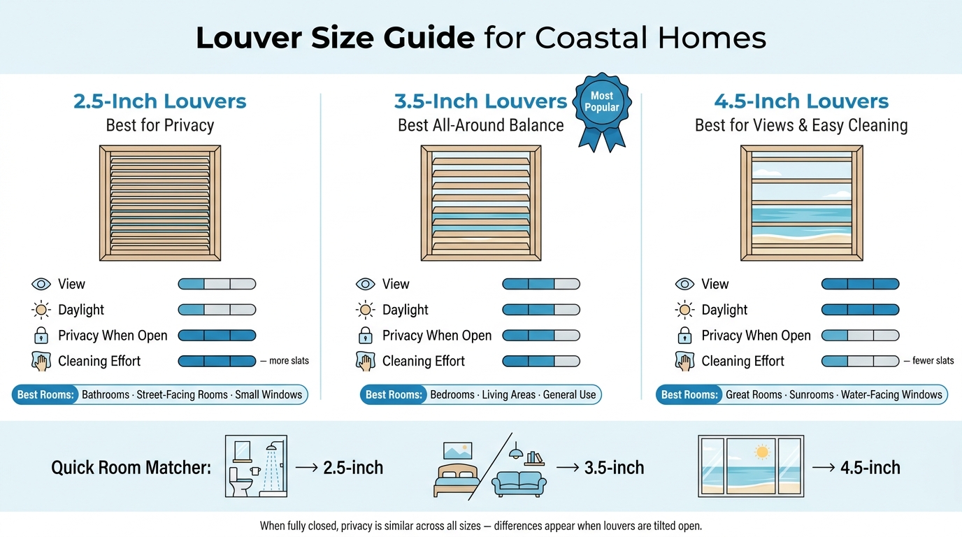 Plantation Shutter Louver Sizes for Coastal Homes: Which Is Right for You?